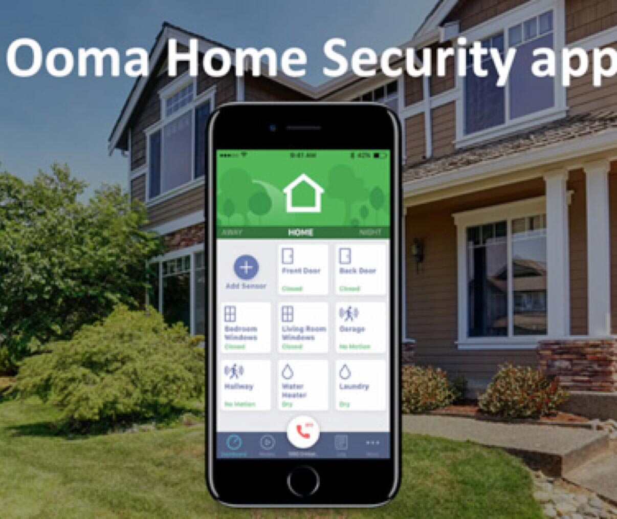 Video image of mobile phone with home in the background.