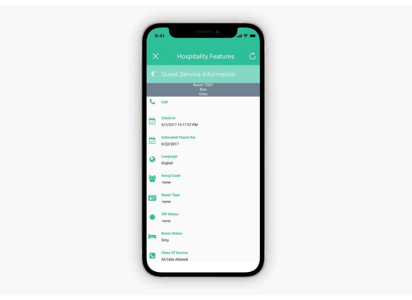 Ooma app on mobile with hospitality features