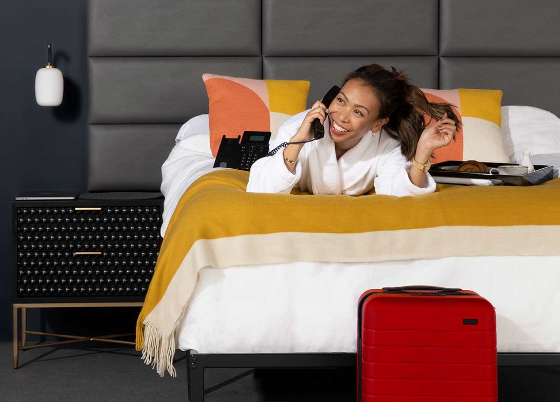 Hotel Guest making a phone call