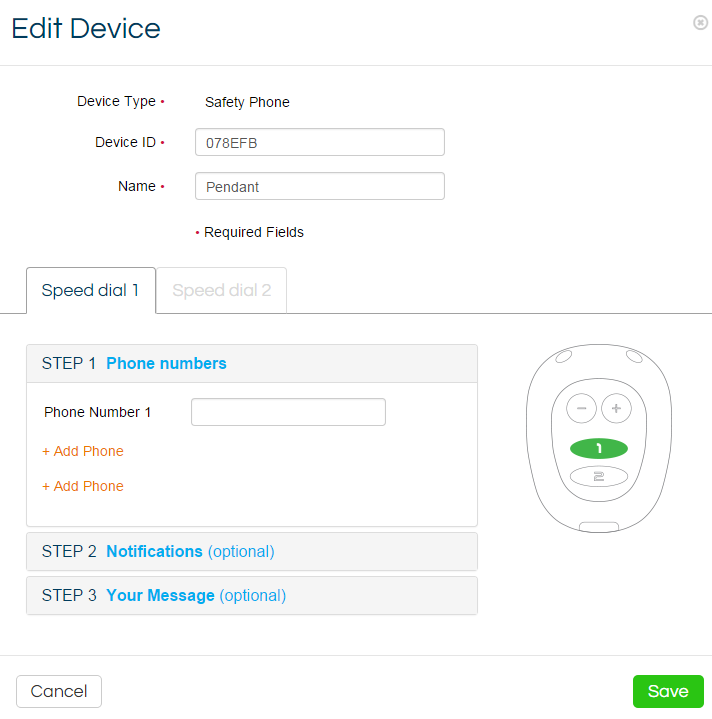 edit device screen