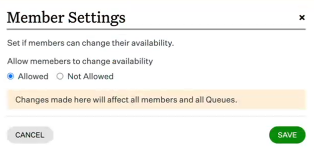 call queue member settings