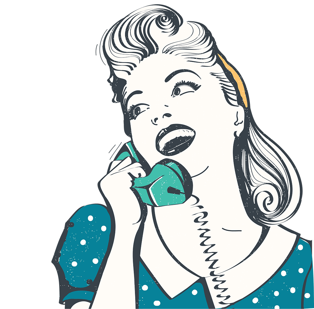 image of woman on retro phone