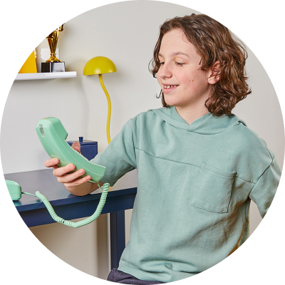 Child picking up the phone